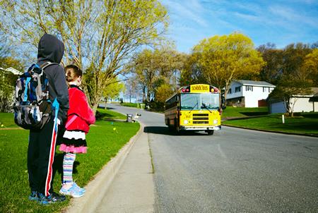 Students waiting for School Bus 